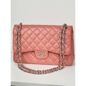 Chanel Jumbo Double Flap Calfskin Shoulder Bag Peach